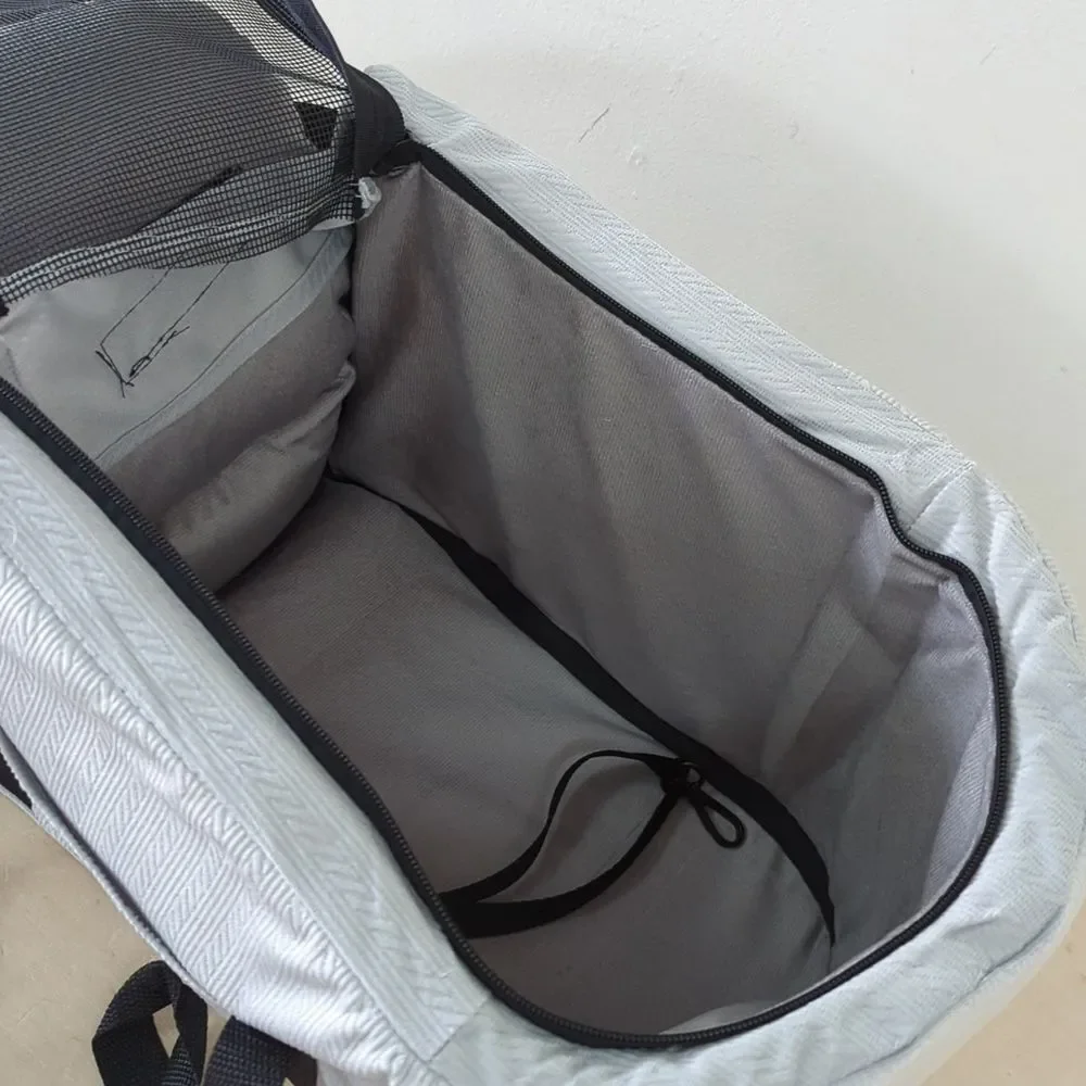 Gray Dog Carrier Car Seat with Cute Face Design